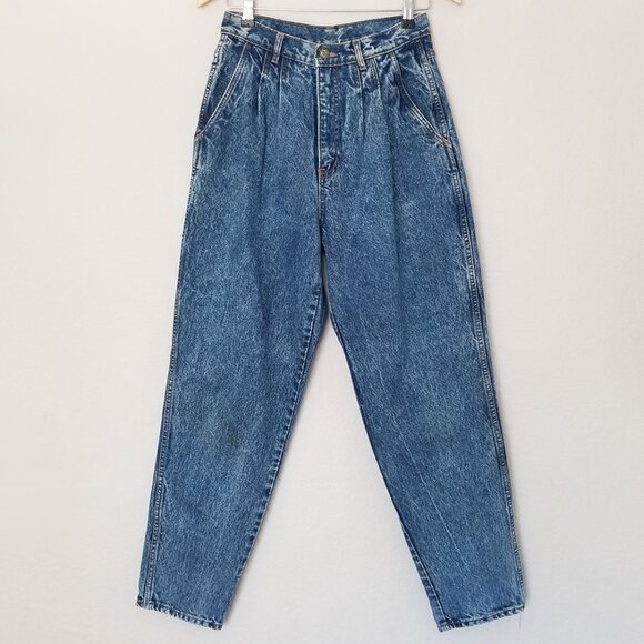 Vintage Bill Blass High Waist Pleated Front Mom Jean 10 Stone Wash Tapered Leg - Picture 2 of 16